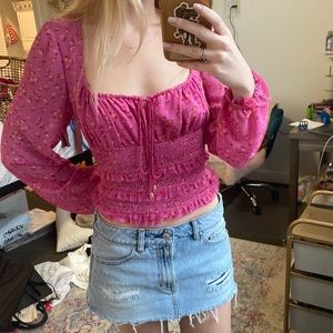 Free People Pink Floral Blouse